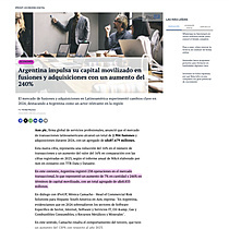Argentina impulsa su capital movilizado en fusiones y adquisiciones con un aumento del 240%